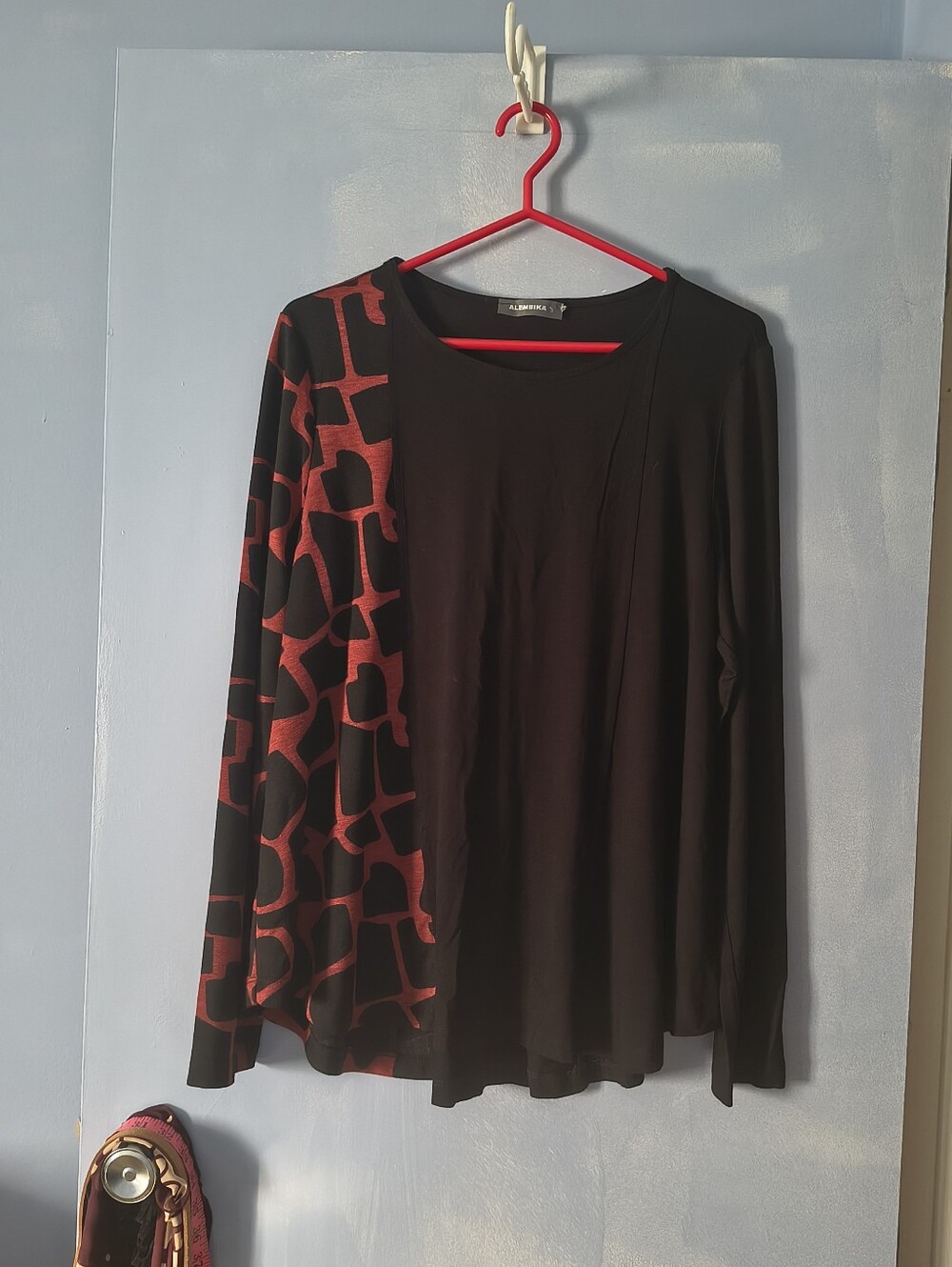 Alambika Black + Red Jersey Long Sleeve Tunic 3 XL